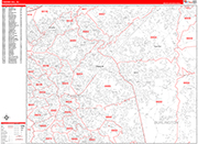 Cherry Hill  Wall Map Red Line Style